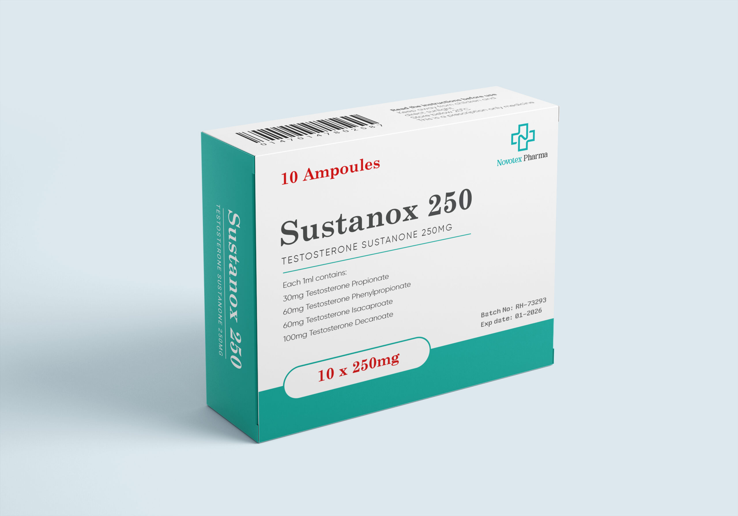Testosterone Sustanon 250 mg/mL – 10 × 1 mL Ampoules (Novotex Pharma)
